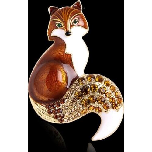 New Arrival Rhinestone Fox Brooches For Women Enamel Animal Pin Brooch 6 Colors Available Winter Design Silk scarf shirt Jewelry