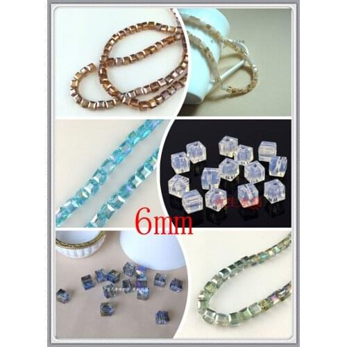 New Fashion Crystal Square Beads! 500pcs/lot High Quality 6MM Cube Crystal Glass Beads For Jewelry Making Necklace DIY Beads