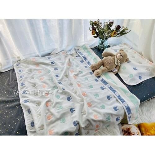 Yazan 110*105cm Cute animals 3 layers high quality cotton yarn soft breathable class A cloth baby blanket crib bath towel