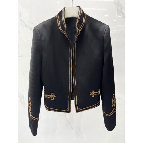 High 2021AW Autumn Quality Women Black Wool Luxury Fashion Jacket Coat For Female Gdnz 6.07