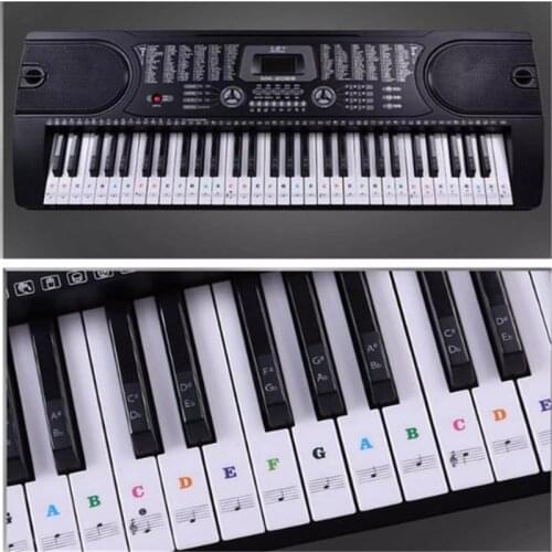 Piano keyboard stickers For Keys 49/61/76/88 Keyboards Removable Transparent Non-toxic white and black keys note stickers