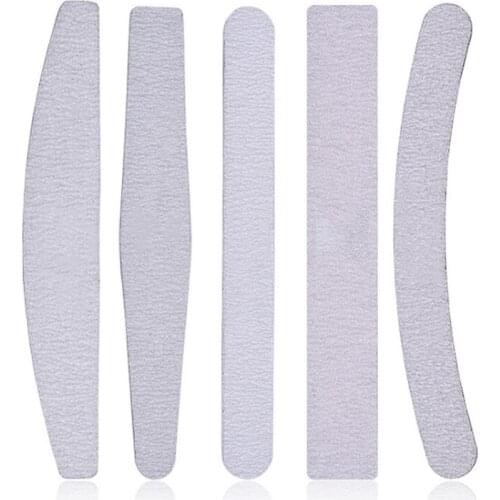 5Pcs Nail File 100/180 Double Side Sandpaper Sanding Buffer Block Set Washable Grey Nail Files For UV Gel Polish Manicure Tools