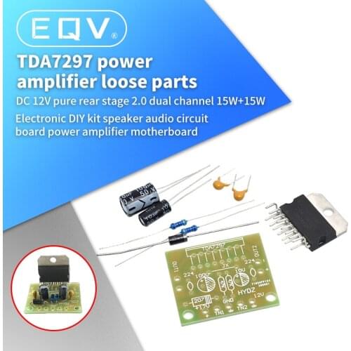 1set TDA7297 amplifier board spare parts dc 12v grade 2.0 dual audio encoding 15w electronic diy kit Student training laboratory