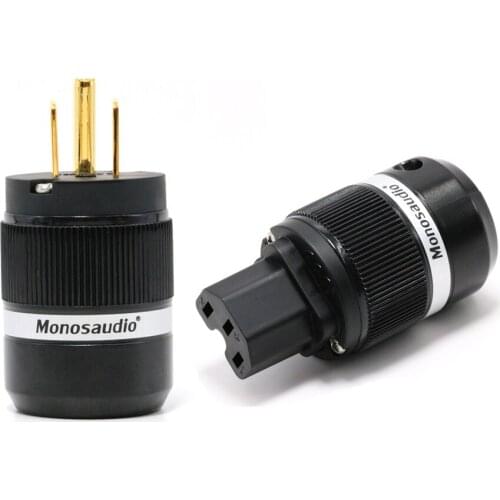 Monosaudio M100 series Pure Copper Gold Plated US AC Power Plug & IEC Connector for Audio DIY Mains Power Cable