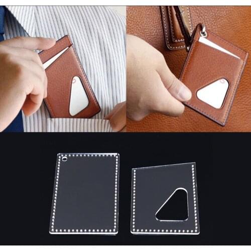 2 Pieces Leather Craft Card Holder Card Protector Pattern Transparent Acrylic Template Stencils