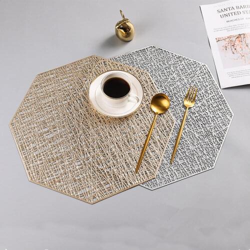 PVC Placemats Individual Table Octagonal Waterproof Non Slip Table Mats Heat-insulated Pad Coaster Home Decoration Table Mat