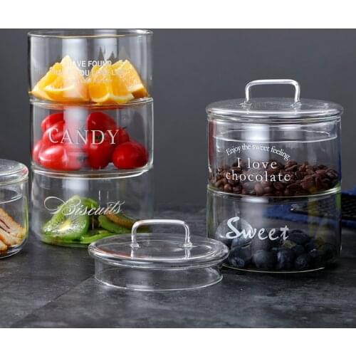 Glass Storage Tank Sealed Creative Seasoning Jar Food Storage Box Home Kitchen Supplies Refrigerator Fresh Box Round Bowl