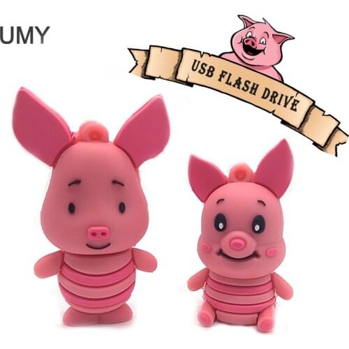 Cartoon pig usb flash drive pen drive 4gb 8gb 16gb 32gb 64gb cute animals memory stick real capacity pendrive gift cle usb2.0