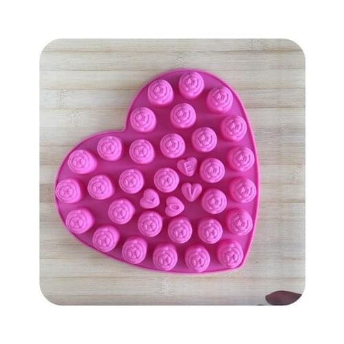 High Quality 30 Rose 4 love Shape Silicone Cake Mould Chocolate Pudding Mold Kitchen DIY Cake Baking Pan Cake Tools