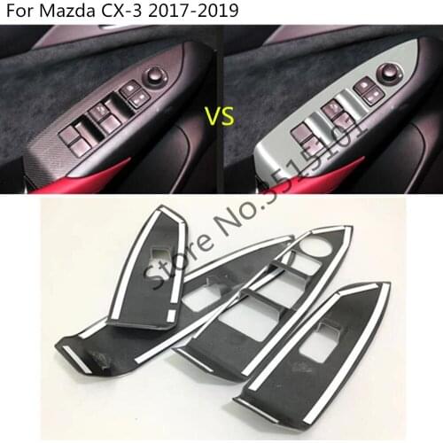 High Quality Car ABS Door Window Glass Panel Armrest Lift Switch Button Trim Frame 4pcs For Mazda CX-3 CX3 2017 2018 2019 2020