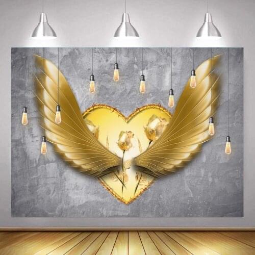 Gold Combat Angel Wings Series Backdrop for Childrens Birthday Party Scene Decorated Studio Photography Photo Cloth