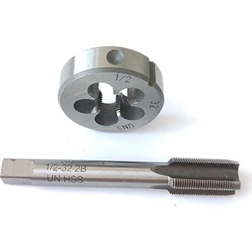 1/2-32 Tap And Die Set, UN Machine Thread Tap And UNS Round Thread Die Right Hand HSS Taper
