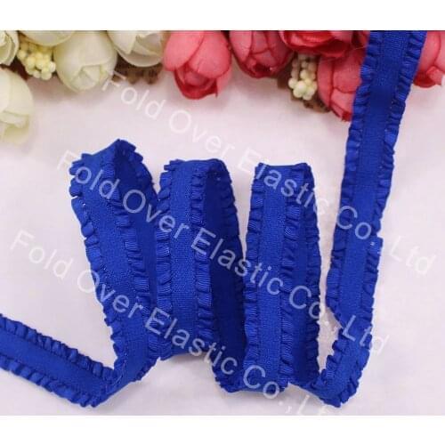 13mm royal blue 91106 color ruffled elastic ribbon with high-quality for elastic hair ties band,100yards per lot