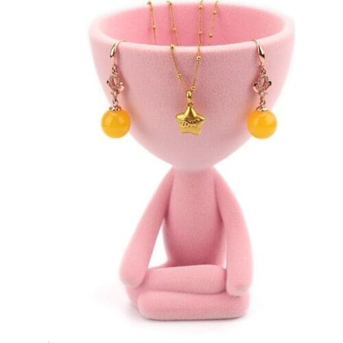 Meditation Villain Pink Storage Abstract Desktop Jewelry Container Home Finishing Resin Ornaments Desktop Ornaments