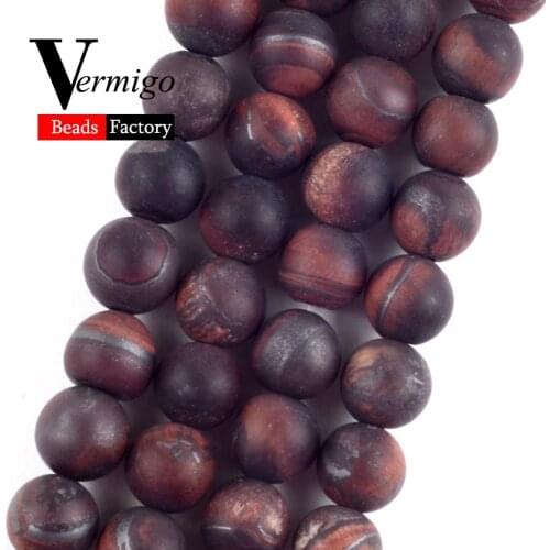 Natural Stone Dull Polished Red Tiger Eye Round Beads For Needlework Jewelry Making 4-12mm Loose Beads Diy Bracelet Necklace 15"