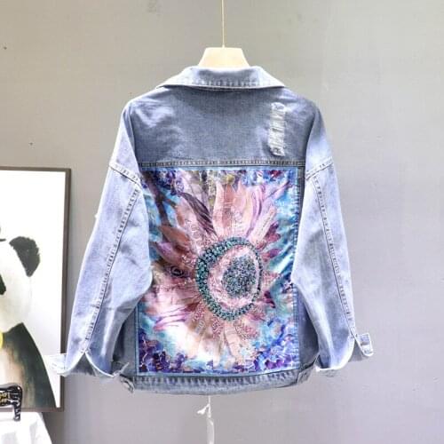 Denim Jacket In Womens Spring 2020 New Loose Korean Personality Heavy Industry Ripped BF Jacket Jean Jacket Coat Female Outwear