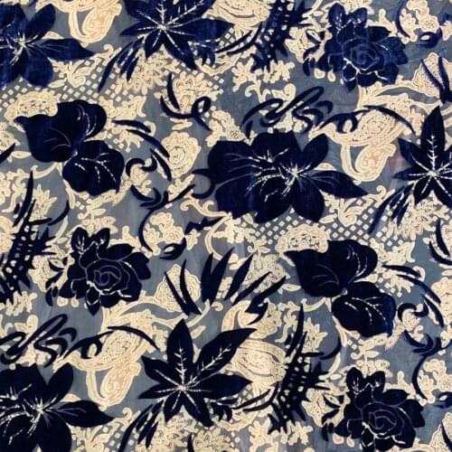 Flocked Dress Fabric 114cm width flower fleeced fabric wedding dress decoration material fabric 1Yard