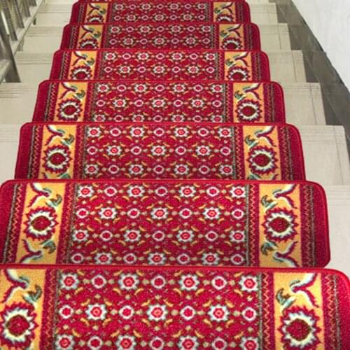Carpet 1 Piece of Viscose Stair Mat Bright Red Flower-like Home Decoration Anti-skid Stair Mat