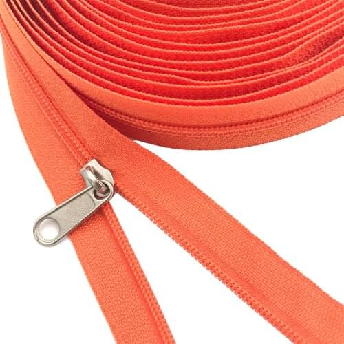 Zipper by Yard Orange Nylon Coil Zippers with Zipper Sliders Wholesale For DIY home Craft Sewing Garment Accessories