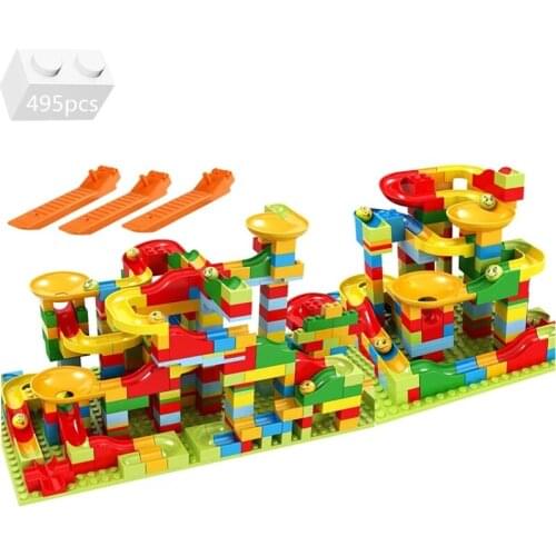 Marble Race Run Block Variety Funnel Slide Track Big Size Building Blocks Sets Duplos Bricks DIY Kids Toys for Children Gifts