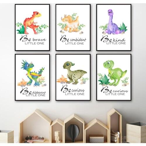 Cartoon Dinosaur Stegosaurus Triceratops Wall Art Canvas Painting Nordic Posters And Prints Wall Pictures Kids Baby Room Decor