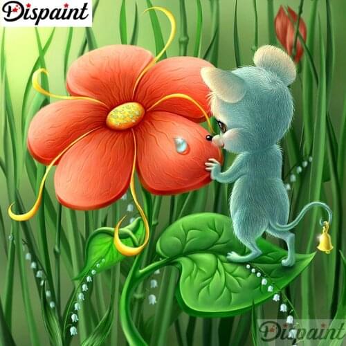 Dispaint Full Square/Round Drill 5D DIY Diamond Painting "Flower mouse" 3D Embroidery Cross Stitch 5D Home Decor A12274