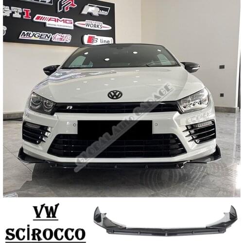 For VOLKSWAGEN SCIROCCO Front Bumper Attachment Lip 2005-2020 Piano Glossy Black Splitter Diffuser Universal Spoiler Bumper Flap