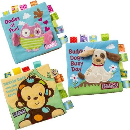 Monkey Owl Dog Newborn Baby Toys Learning Educational Kids Cloth Books Cute Infant Baby Fabric Book Ratteles Toy