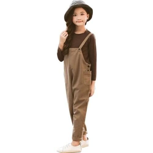 Girls Clothes Solid T Shirt & Jumpsuit Girls Clothing Set Loose Overalls Clothes Set For Girls Autumn Kid Casual Suits For Girls