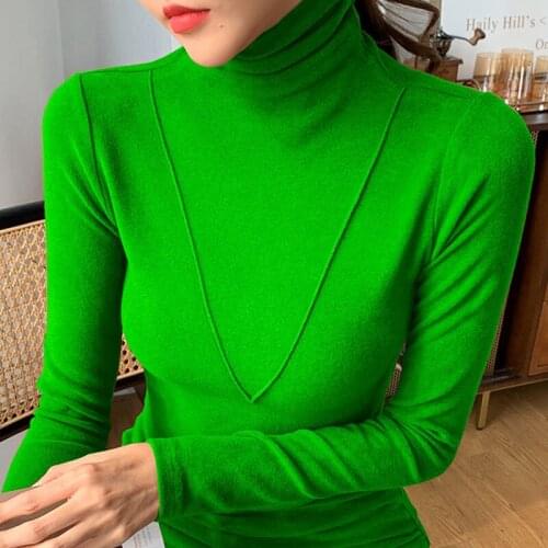 Fall/winter high collar bottoming shirt women fall/winter long sleeve T-shirt plus velvet padded shirt warm jacket