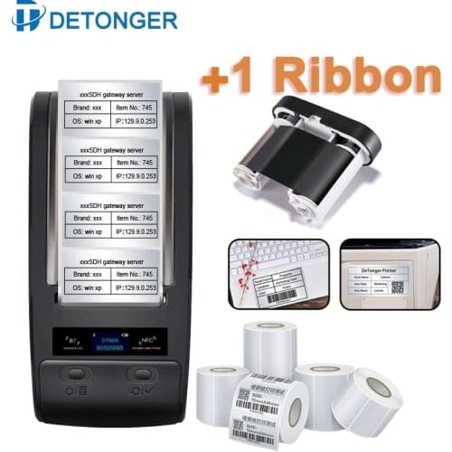 DETONGER Portable Thermal Transfer Printing Machine with Ribbon PET Fixed Asset Tag Laboratory Label Printer