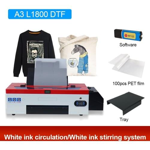 A3 L1800 R1390 DX5 Epson DTF Printer for Hoodies Jeans Heat Transfer Film Printer for Direct Transfer T-Shirt Printing Machine