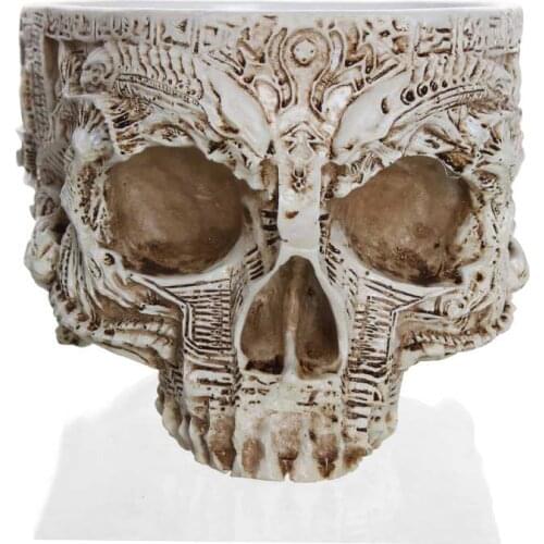 Drop Shipping Creative Flowerpot Hand Carved Skull Flower Pot Bowl Home Garden Halloween Decoration