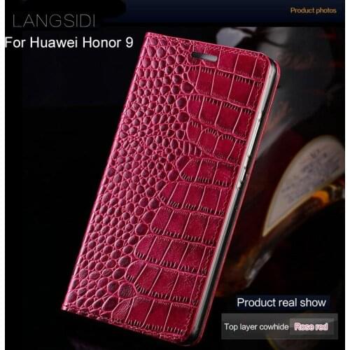 Luxury brand phone case genuine leather crocodile Flat texture phone case For Huawei Honor 9 handmade phone case