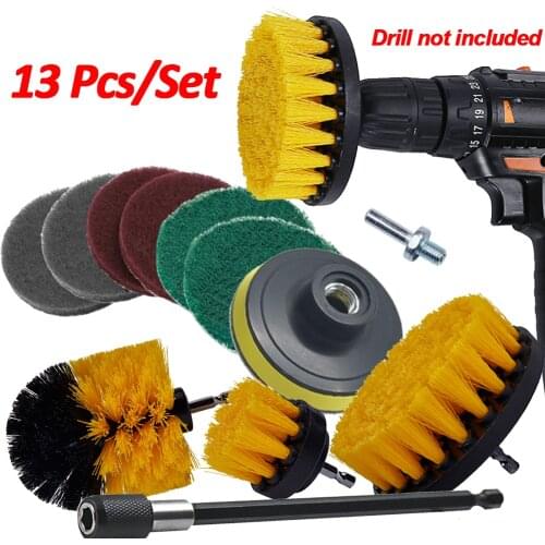 Round Power Scrubber Brush Set Electric Drill Brushes Car Polishing Pads For Car Wheel Bathroom Washing Scrub Cleaning Tools
