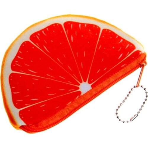 T5EC Plush Mini Fruits Shaped Coin Purse Zip Small Change Purse Wallet Festival Gifts Portable Semicircle Card Holder