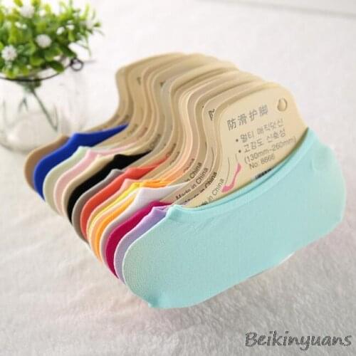 Spring and summer ultra-thin candy girls socks velvet invisible boat socks silicone non-slip ladies children magic socks