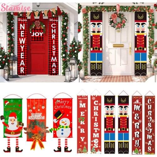 Staraise Merry Christmas Porch Door Banner Hanging Ornament Christmas Decoration For Home Xmas Navidad 2019 Happy New Year 2021