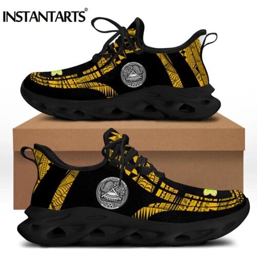 INSTANTARTS Samoan Polynesian Plumeria Printed Women Casual Sneakers Comfortable Lace up Flat Shoes Femme Non-Slip Footwear Hot