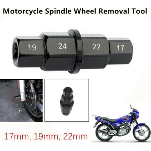 N0HF 1PC Motorcycle Front Wheel Spindle Removal Sleeve 17 19 22 24mm Hub Axle Hex Aid