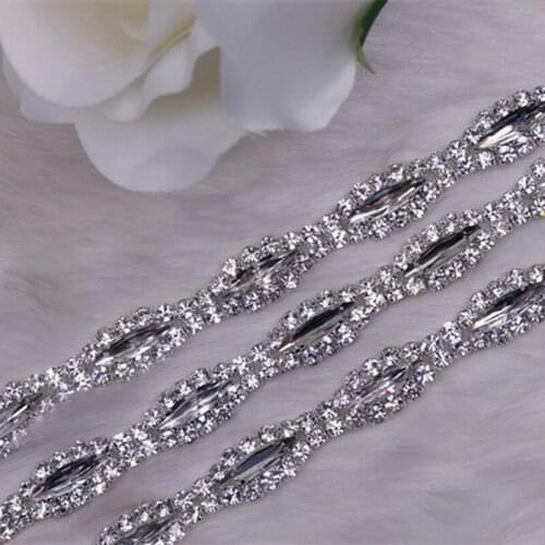 1 yard 8 mm Olives Silver Crystal Chain Trim Applique for Wedding Dresses Costumes DIY Crafts Rhinestone Trim Cusack Gold