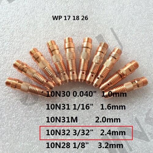 10PCS 10N32 2.4mm collet body welding consumable for wp 17 18 26 tig welding torch