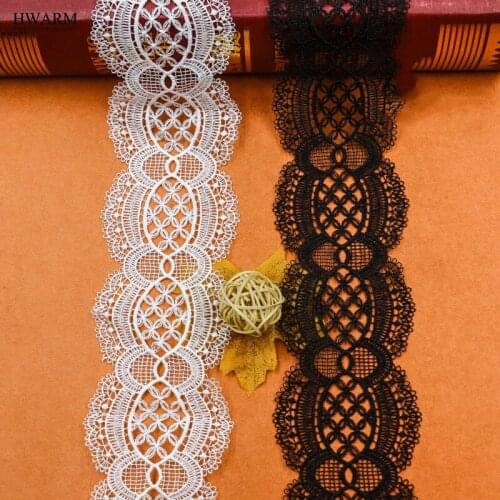 2yard african lace fabric ribbon trim wedding decoration 6.6CM Bilateral Wave Fine Line 108D Polyester Water-soluble Embroidery