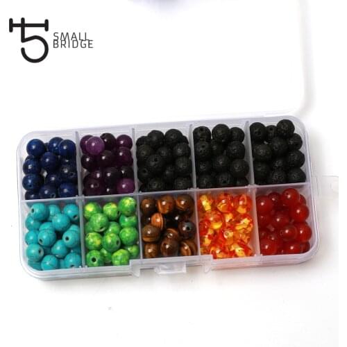 200pcs Lava Rock Chakra Beads kit for jewelry making Diy bracelet necklace Colorful Volcanic stone beads Set wholesale bulk