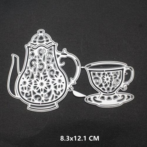 2021 Tea Set Metal Cutting Dies DIY Scrapbooking Paper Photo Album Crafts Knife Mould Cards Embossing Mold Stencils for Decor