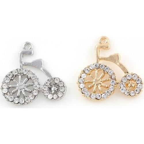 24*24mm Silver Plated Crystal Bike Charm Bicycles Charms Pendant For Diy Bracelet Necklace Jewelry Making