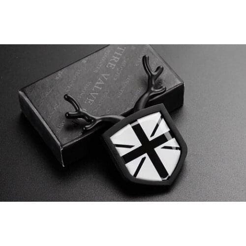 3D Black Gray Union Jack Auto Trunk Rear Fender Emblem Badge Decal Stickers Car Accessories