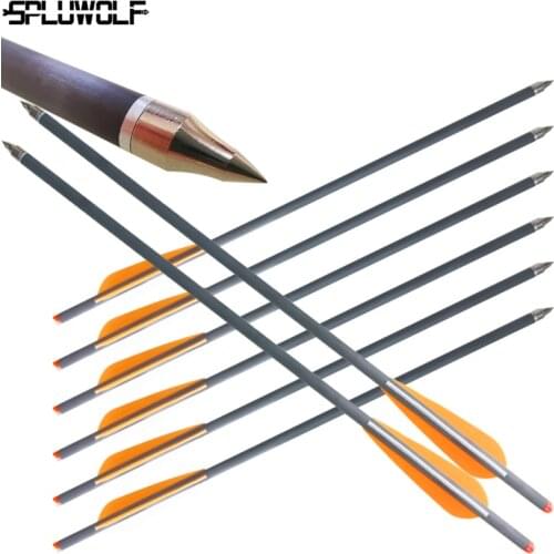 6 PCS 13.5"16"17"18"20" Pure Carbon Arrow Crossbow Bolts for Archery Crossbow Hunting Bow Arrows