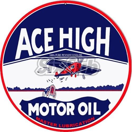 Ace High Motor Oil Reproduction Gas Station Metal car moto stickers decals# 027022
