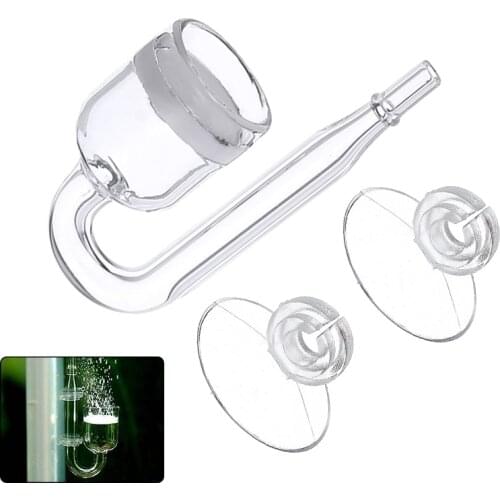 Aquarium Fish Tank CO2 Diffuser Glass Cup Carbon Dioxide Reactor with Ceramic Disc 2pcs Suction Cups
